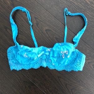 Aubade Paris Blue Floral and Lace Bra 34B
